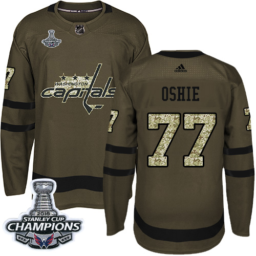 Adidas Capitals #77 T. J. Oshie Green Salute to Service Stanley Cup Final Champions Stitched Youth NHL Jersey Adidas Capitals #77 T. J. Oshie Green Salute to Service Stanley Cup Final Champions Stitched Youth NHL Jersey
