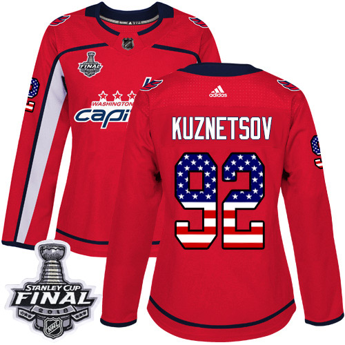 Adidas Capitals #92 Evgeny Kuznetsov Red Home Authentic USA Flag 2018 Stanley Cup Final Women's Stitched NHL Jersey Adidas Capitals #92 Evgeny Kuznetsov Red Home Authentic USA Flag 2018 Stanley Cup Final Women's Stitched NHL Jersey