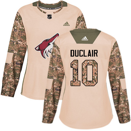 Adidas Coyotes #10 Anthony Duclair Camo Authentic 2017 Veterans Day Women's Stitched NHL Jersey