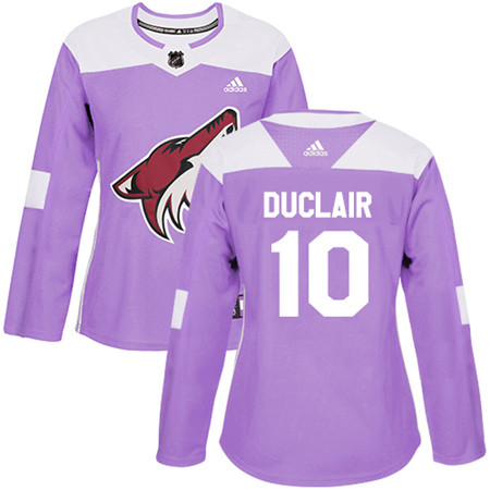Adidas Coyotes #10 Anthony Duclair Purple Authentic Fights Cancer Women's Stitched NHL Jersey