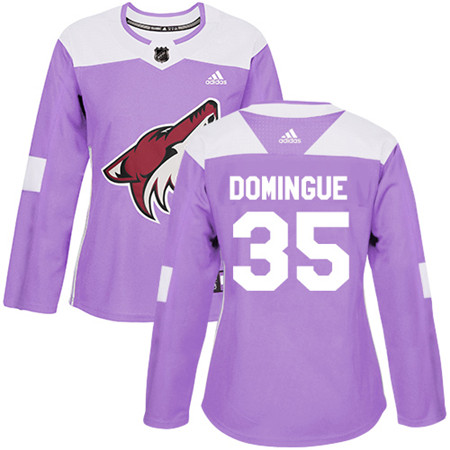 Adidas Coyotes #35 Louis Domingue Purple Authentic Fights Cancer Women's Stitched NHL Jersey