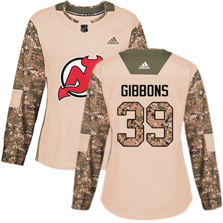 Adidas Devils #39 Brian Gibbons Camo Authentic 2017 Veterans Day Women's Stitched NHL Jersey