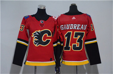 Adidas Flames #13 Johnny Gaudreau Red Women Jersey