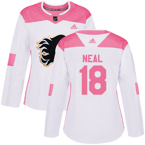 Adidas Flames #18 James Neal White Pink Authentic Fashion Women's Stitched NHL Jersey