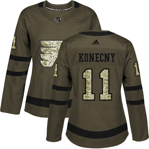 Adidas Flyers #11 Travis Konecny Green Salute to Service Women's Stitched NHL Jersey Adidas Flyers #11 Travis Konecny Green Salute to Service Women's Stitched NHL Jersey