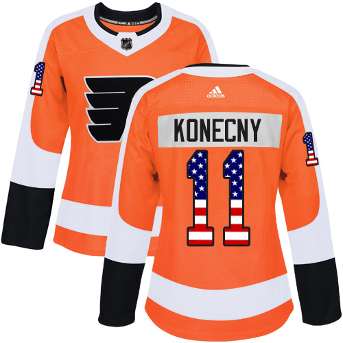 Adidas Flyers #11 Travis Konecny Orange Home Authentic USA Flag Women's Stitched NHL Jersey Adidas Flyers #11 Travis Konecny Orange Home Authentic USA Flag Women's Stitched NHL Jersey