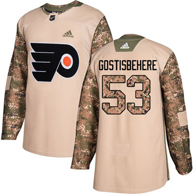Adidas Flyers #53 Shayne Gostisbehere Camo Authentic 2017 Veterans Day Stitched Youth NHL Jersey