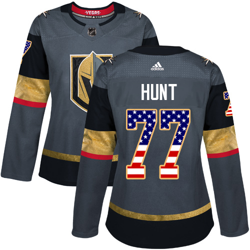 Adidas Golden Knights #77 Brad Hunt Grey Home Authentic USA Flag Women's Stitched NHL Jersey Adidas Golden Knights #77 Brad Hunt Grey Home Authentic USA Flag Women's Stitched NHL Jersey
