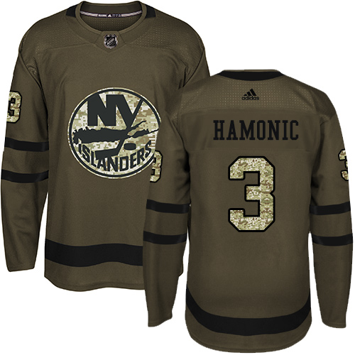 Adidas Islanders #3 Travis Hamonic Green Salute to Service Stitched Youth NHL Jersey