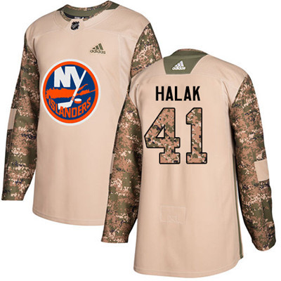 Adidas Islanders #41 Jaroslav Halak Camo Authentic 2017 Veterans Day Stitched Youth NHL Jersey