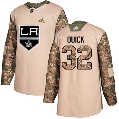 Adidas Kings #32 Jonathan Quick Camo Authentic 2017 Veterans Day Stitched Youth NHL Jersey