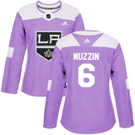 Adidas Kings #6 Jake Muzzin Purple Authentic Fights Cancer Women's Stitched NHL Jersey
