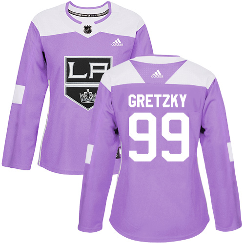 Adidas Kings #99 Wayne Gretzky Purple Authentic Fights Cancer Women's Stitched NHL Jersey