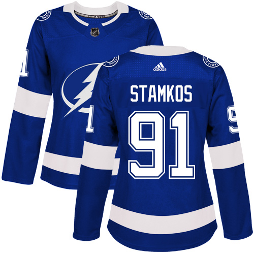 Adidas Lightning #91 Steven Stamkos Blue Home Authentic Women's Stitched NHL Jersey Adidas Lightning #91 Steven Stamkos Blue Home Authentic Women's Stitched NHL Jersey
