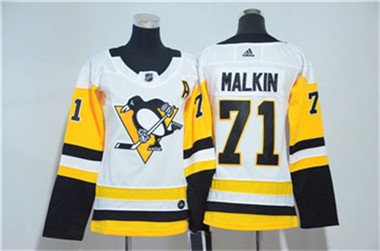 Adidas Penguins #71 Evgeni Malkin White Women Jersey