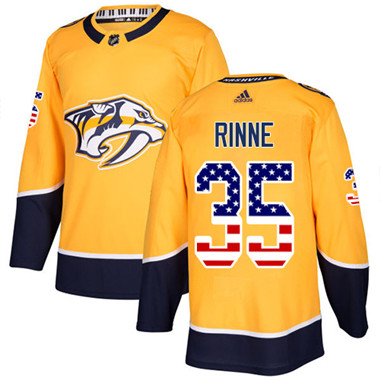 Adidas Predators #35 Pekka Rinne Yellow Home Authentic USA Flag Stitched Youth NHL Jersey