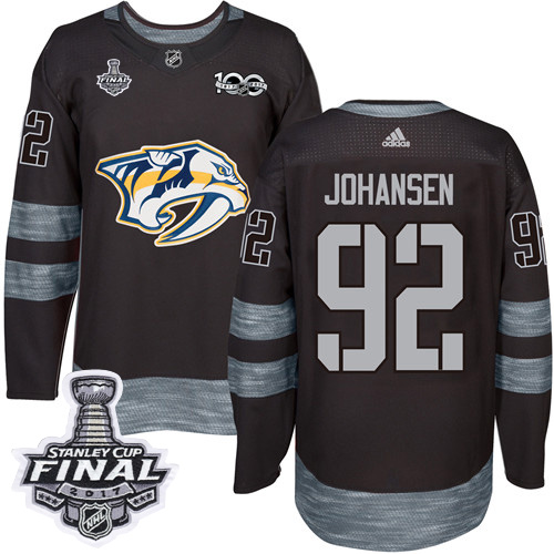 Adidas Predators #92 Ryan Johansen Black 1917-2017 100th Anniversary Stanley Cup Final Patch Stitched NHL Jersey
