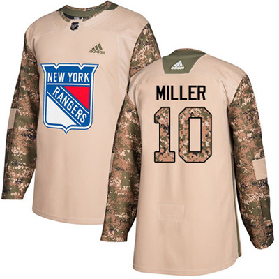 Adidas Rangers #10 J.T. Miller Camo Authentic 2017 Veterans Day Stitched Youth NHL Jersey