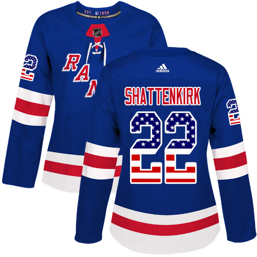 Adidas Rangers #22 Kevin Shattenkirk Royal Blue Home Authentic USA Flag Women's Stitched NHL Jersey Adidas Rangers #22 Kevin Shattenkirk Royal Blue Home Authentic USA Flag Women's Stitched NHL Jersey