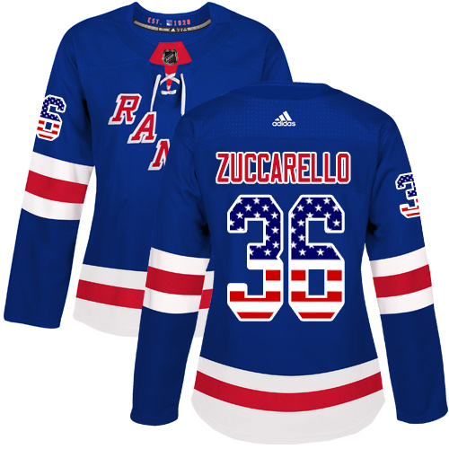 Adidas Rangers #36 Mats Zuccarello Royal Blue Home Authentic USA Flag Women's Stitched NHL Jersey Adidas Rangers #36 Mats Zuccarello Royal Blue Home Authentic USA Flag Women's Stitched NHL Jersey