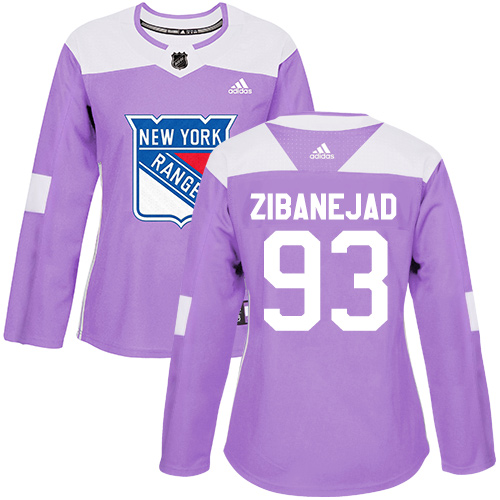 Adidas Rangers #93 Mika Zibanejad Purple Authentic Fights Cancer Women's Stitched NHL Jersey
