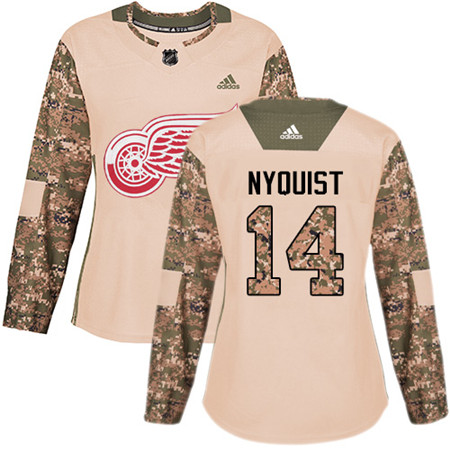 Adidas Red Wings #14 Gustav Nyquist Camo Authentic 2017 Veterans Day Women's Stitched NHL Jersey
