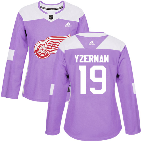 Adidas Red Wings #19 Steve Yzerman Purple Authentic Fights Cancer Women's Stitched NHL Jersey