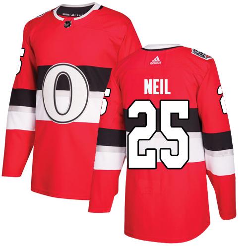Adidas Senators #25 Chris Neil Red Authentic 2017 100 Classic Women's Stitched NHL Jersey
