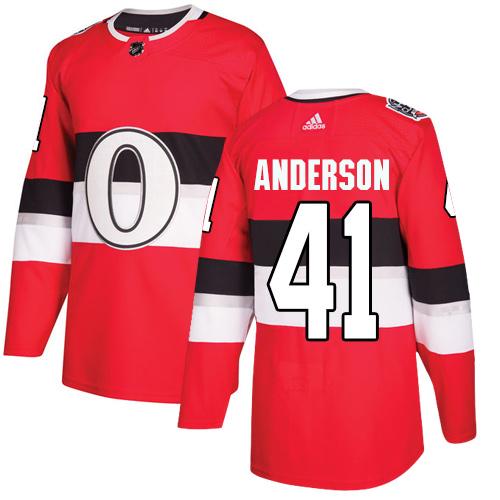 Adidas Senators #41 Craig Anderson Red Authentic 2017 100 Classic Women's Stitched NHL Jersey
