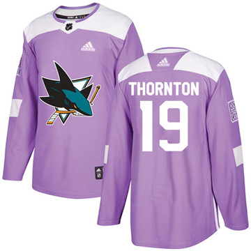 Adidas Sharks #19 Joe Thornton Purple Authentic Fights Cancer Stitched Youth NHL Jersey