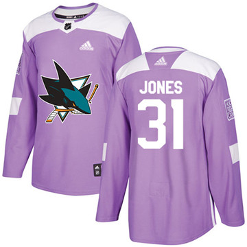 Adidas Sharks #31 Martin Jones Purple Authentic Fights Cancer Stitched Youth NHL Jersey