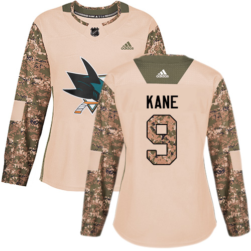 Youth Adidas Sharks #9 Evander Kane Camo Authentic 2017 Veterans Day Women's Stitched NHL Jersey