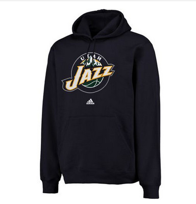 Adidas Utah Jazz Logo Pullover Hoodie Sweatshirt Navy