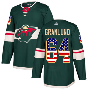 Adidas Wild #64 Mikael Granlund Green Home Authentic USA Flag Stitched Youth NHL Jersey