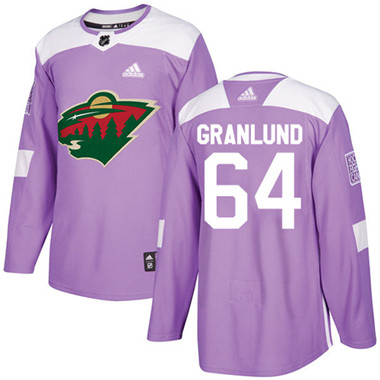 Adidas Wild #64 Mikael Granlund Purple Authentic Fights Cancer Stitched Youth NHL Jersey