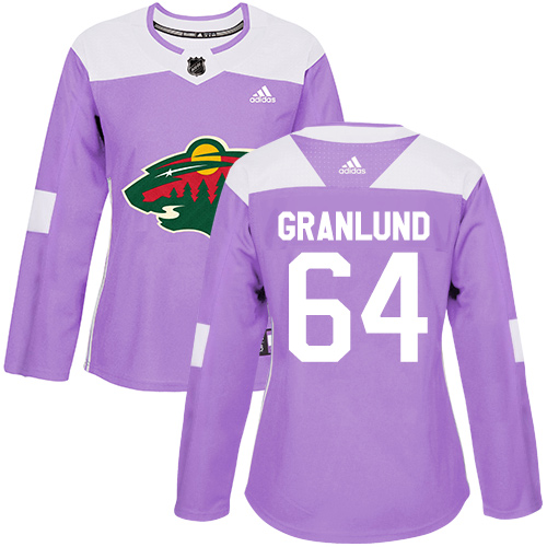 Adidas Wild #64 Mikael Granlund Purple Authentic Fights Cancer Women's Stitched NHL Jersey