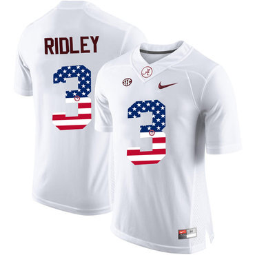 Alabama Crimson Tide 3 Calvin Ridley White USA Flag College Limited Jersey