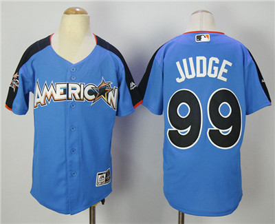 American League Yankees #99 Aaron Judge Blue Youth 2017 MLB All-Star Game Home Run Derby Jersey
