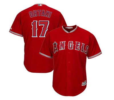 Angels #17 Shohei Ohtani Red Majestic MLB Men's Player Replica Cool Base Jersey