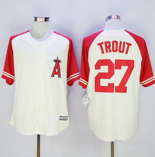 Angels of Anaheim #27 Mike Trout CreamRed Exclusive New Cool Base Stitched MLB Jersey Angels of Anaheim #27 Mike Trout CreamRed Exclusive New Cool Base Stitched MLB Jersey