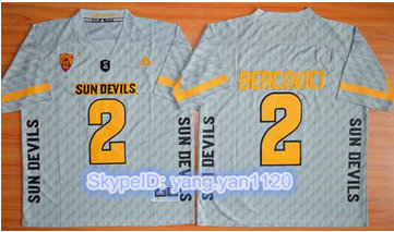 Arizona State Sun Devils #2 Mike Bercovici New Grey Stitched NCAA Jersey