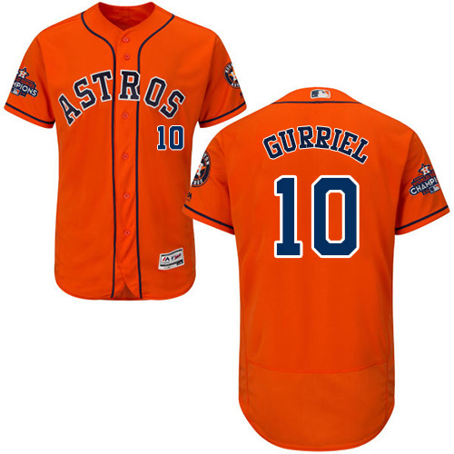 Astros #10 Yuli Gurriel Orange Flexbase Authentic Collection 2017 World Series Champions Stitched MLB Jersey