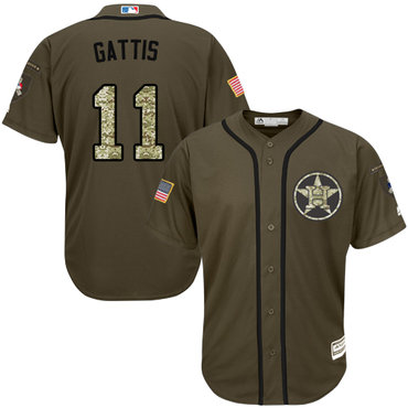 Astros #11 Evan Gattis Green Salute to Service Stitched Youth MLB Jersey Astros #11 Evan Gattis Green Salute to Service Stitched Youth MLB Jersey