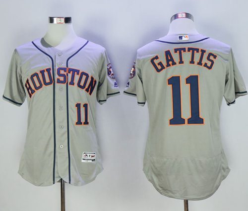 Astros #11 Evan Gattis Grey Flexbase Authentic Collection Stitched MLB Jersey Astros #11 Evan Gattis Grey Flexbase Authentic Collection Stitched MLB Jersey