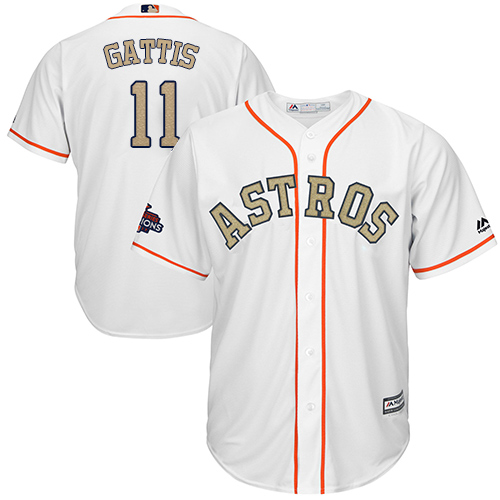 Astros #11 Evan Gattis White 2018 Gold Program Cool Base Stitched MLB Jersey Astros #11 Evan Gattis White 2018 Gold Program Cool Base Stitched MLB Jersey