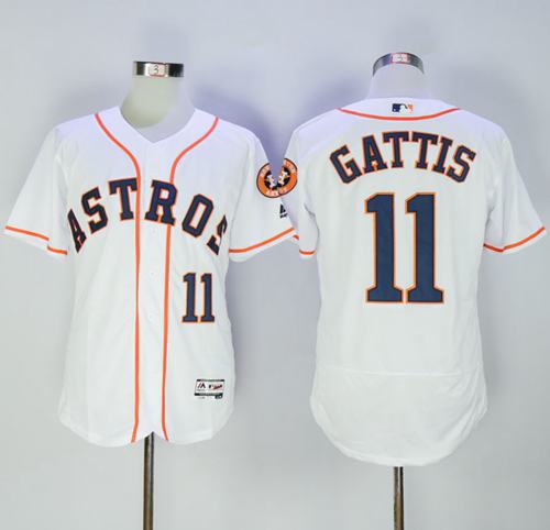 Astros #11 Evan Gattis White Flexbase Authentic Collection Stitched MLB Jersey Astros #11 Evan Gattis White Flexbase Authentic Collection Stitched MLB Jersey
