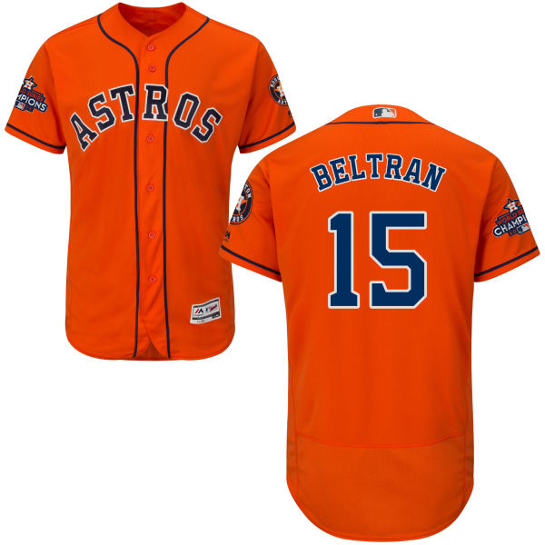 Astros #15 Carlos Beltran Orange Flexbase Authentic Collection 2017 World Series Champions Stitched MLB Jersey