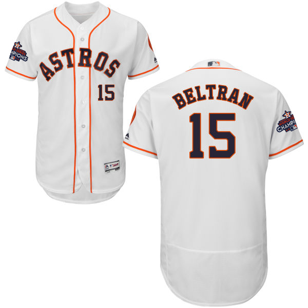 Astros #15 Carlos Beltran White Flexbase Authentic Collection 2017 World Series Champions Stitched MLB Jersey