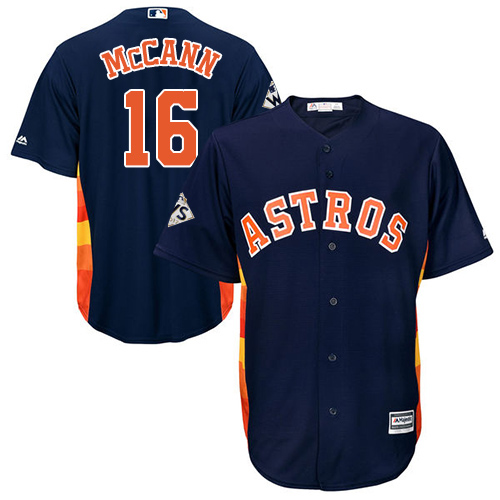 Astros #16 Brian McCann Navy Blue Cool Base 2017 World Series Bound Stitched Youth MLB Jersey