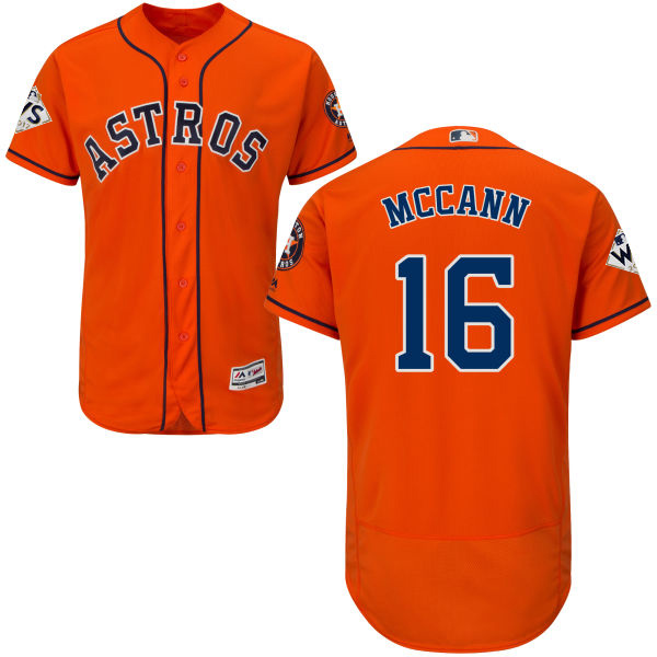 Astros #16 Brian McCann Orange Flexbase Authentic Collection 2017 World Series Bound Stitched MLB Jersey